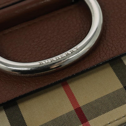 Burberry D-Ring Shoulder Bag Leather with Vintage Check Canvas, BROWN, LEATHER, Shoulder bag
