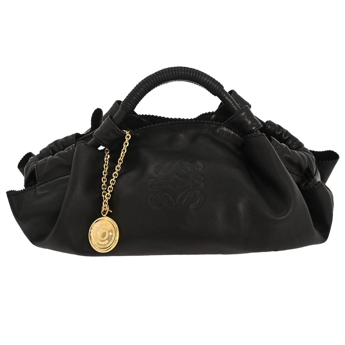 Loewe Anagram Logo Nappa Aire Hand Bag Leather, BLACK, LEATHER, Handbag