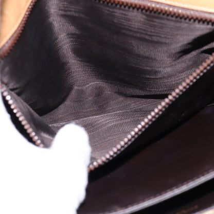 Celine Vintage Macadam Shoulder Bag Canvas and Leather, BEIGE, CANVAS, Shoulder bag