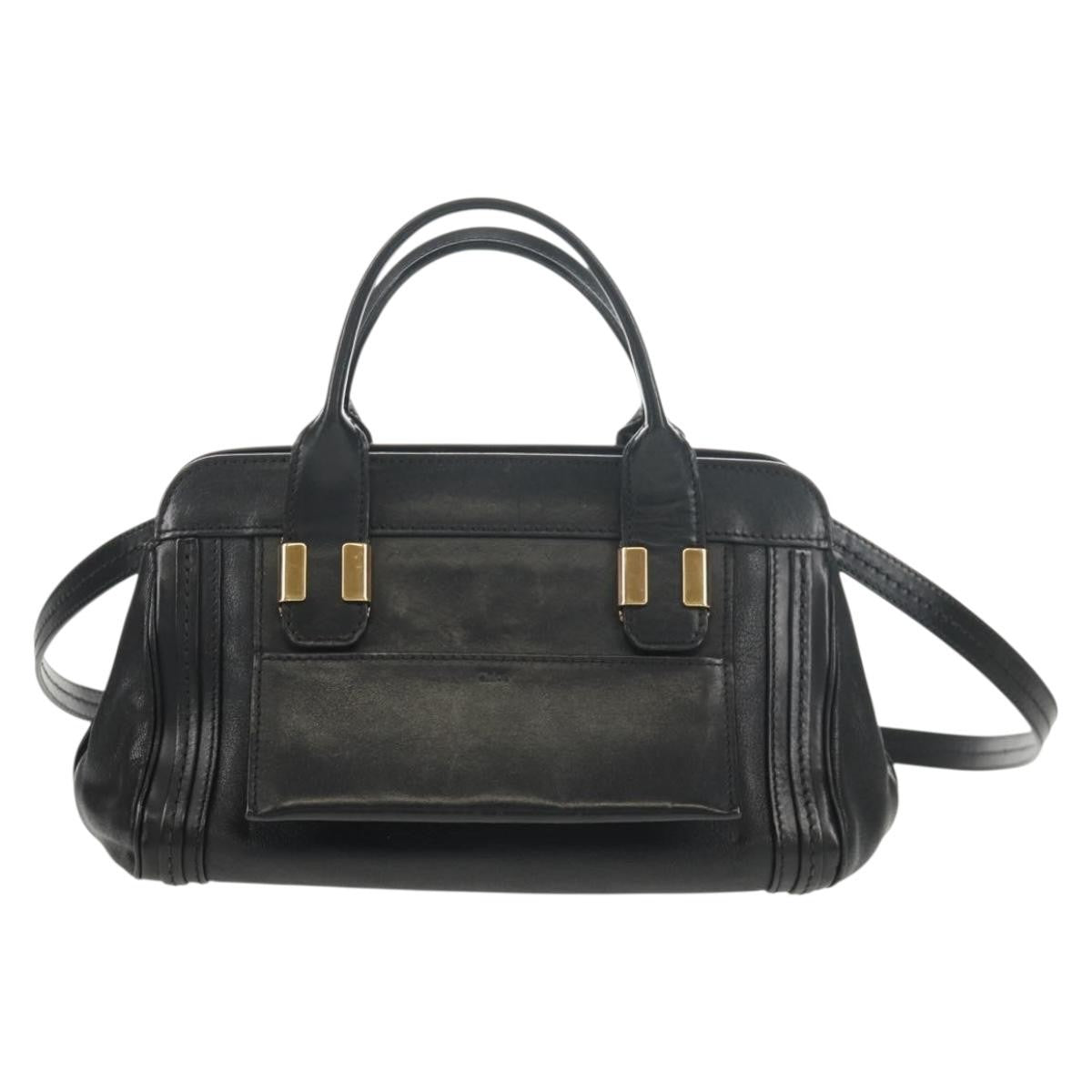 Chloe Alice Satchel Leather, BLACK, LEATHER, Handbag