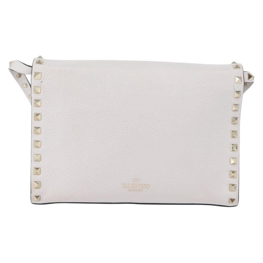 Valentino Garavani Rockstud Flip Lock Flap Bag Leather, WHITE, LEATHER, Shoulder bag