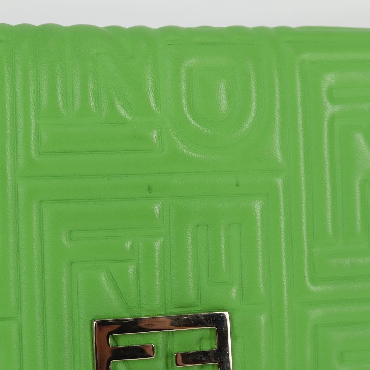 Fendi Wallet on Chain Logo Embossed Leather, GREEN, LEATHER, Wallets