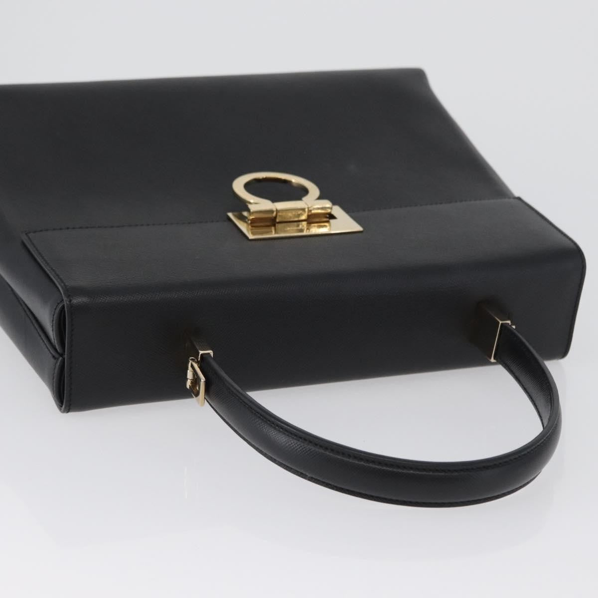 Salvatore Ferragamo Gancini handbag Leather, BLACK, LEATHER, Handbag