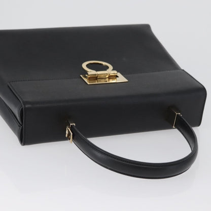 Salvatore Ferragamo Gancini handbag Leather, BLACK, LEATHER, Handbag