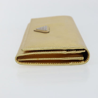 Prada Continental Wallet Saffiano Leather, GOLD, LEATHER, Wallets