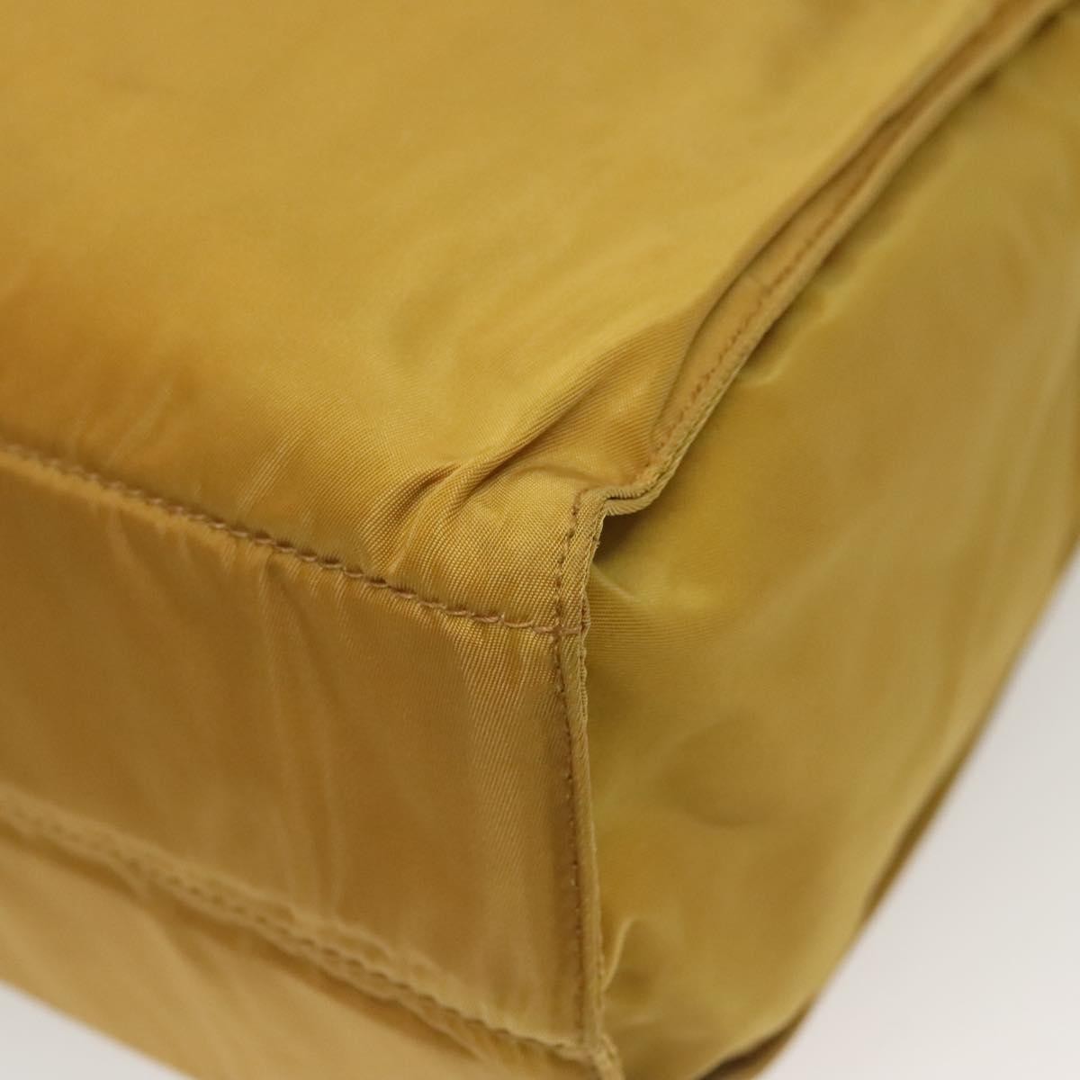 Prada Metal Handles Tote Tessuto, YELLOW, NYLON, Tote bag