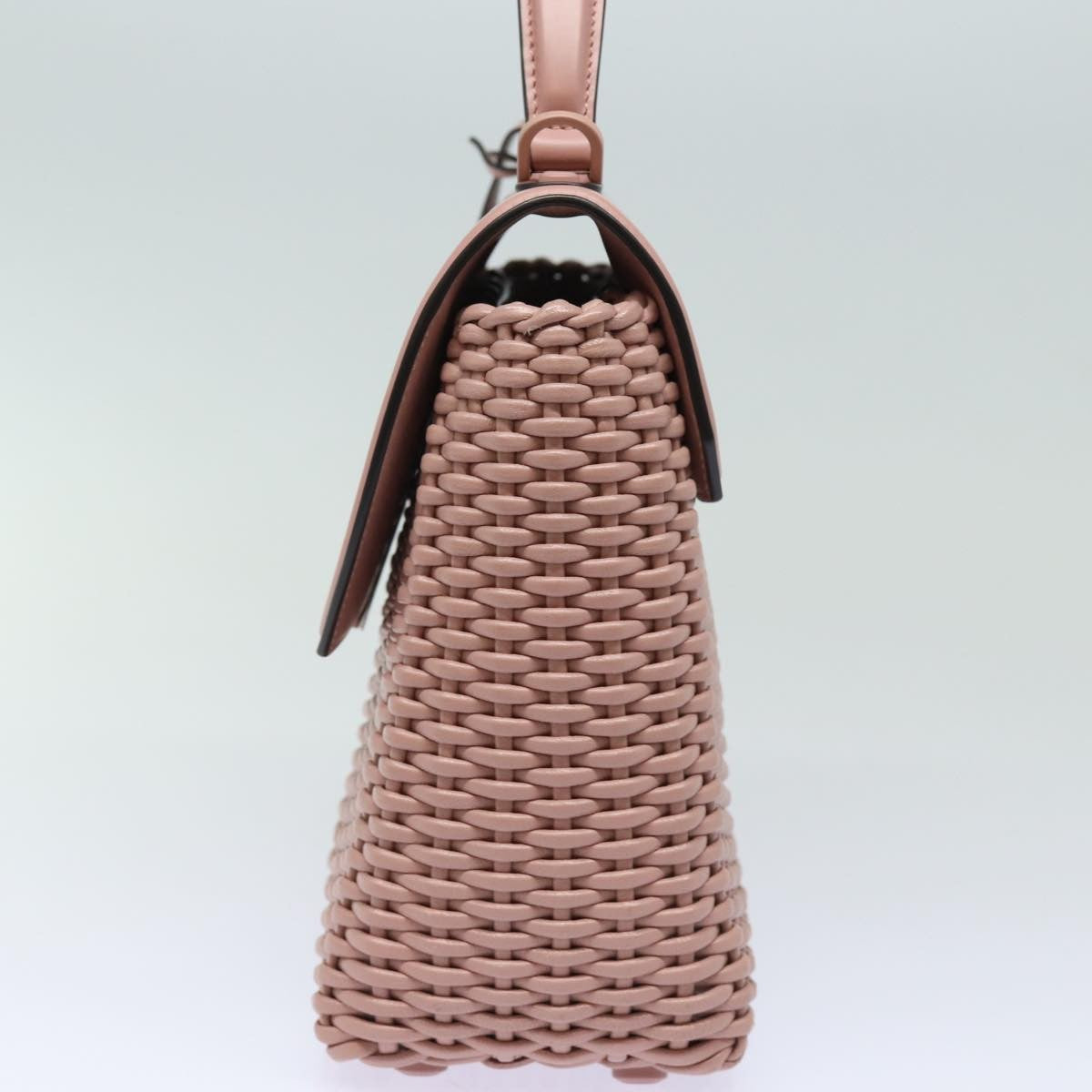 Salvatore Ferragamo Boxyz Top Handle Bag Woven Leather, PINK, LEATHER, Shoulder bag