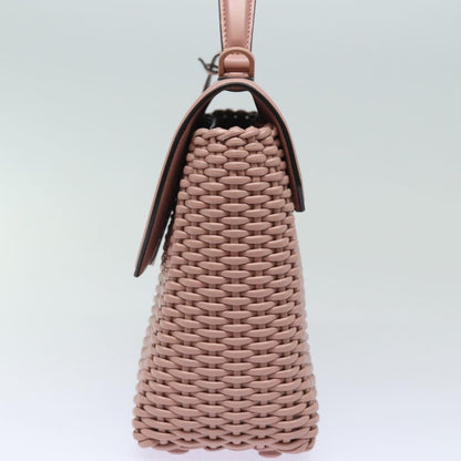 Salvatore Ferragamo Boxyz Top Handle Bag Woven Leather, PINK, LEATHER, Shoulder bag