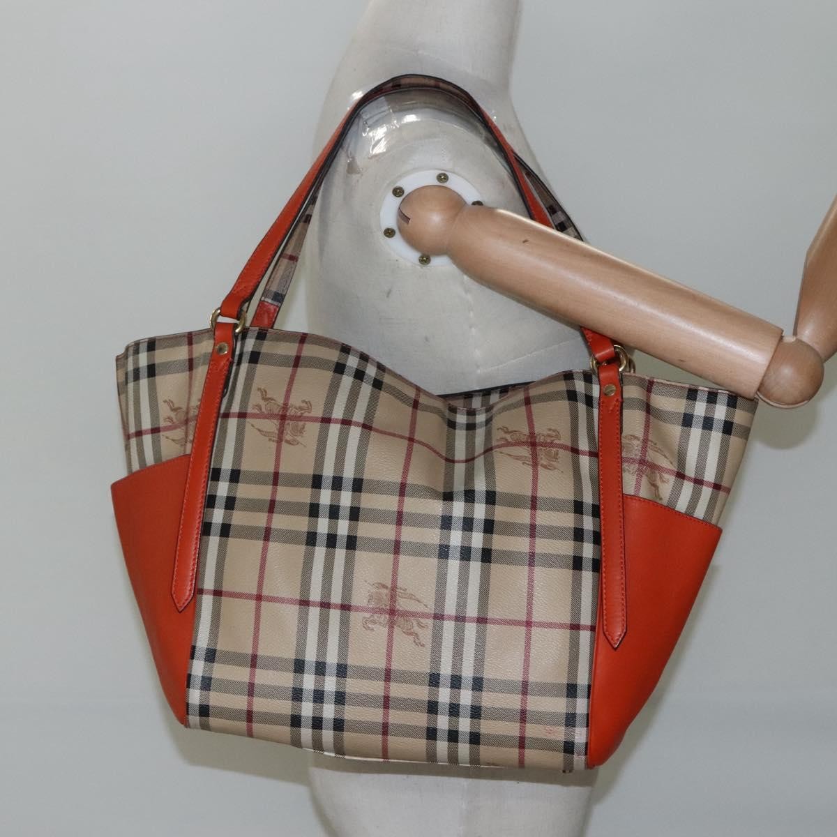 Burberry Canterbury Panels Tote Haymarket Coated Canvas and Leather, BEIGE, CANVAS, Tote bag