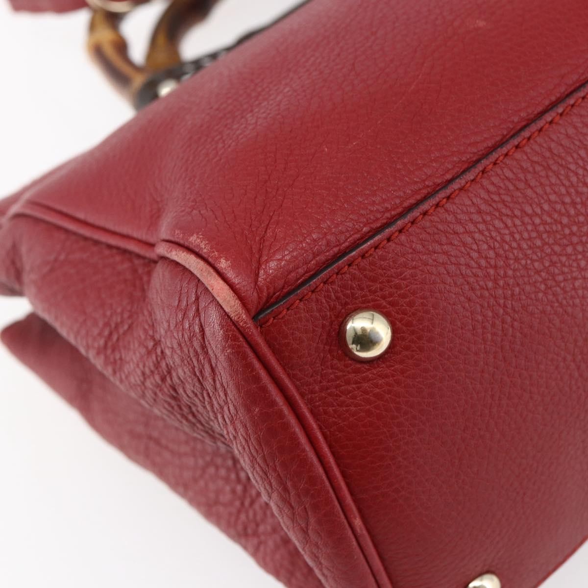 Gucci Bamboo Shopper Tote Leather, RED, LEATHER, Tote bag