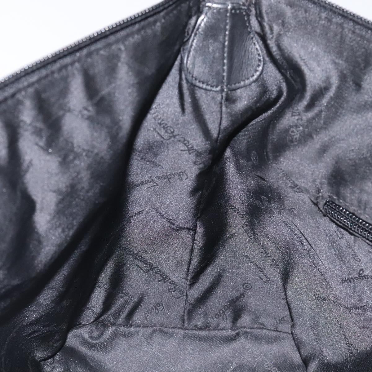 Salvatore Ferragamo Gancini Shoulder Bag Canvas, BLACK, CANVAS, Shoulder bag