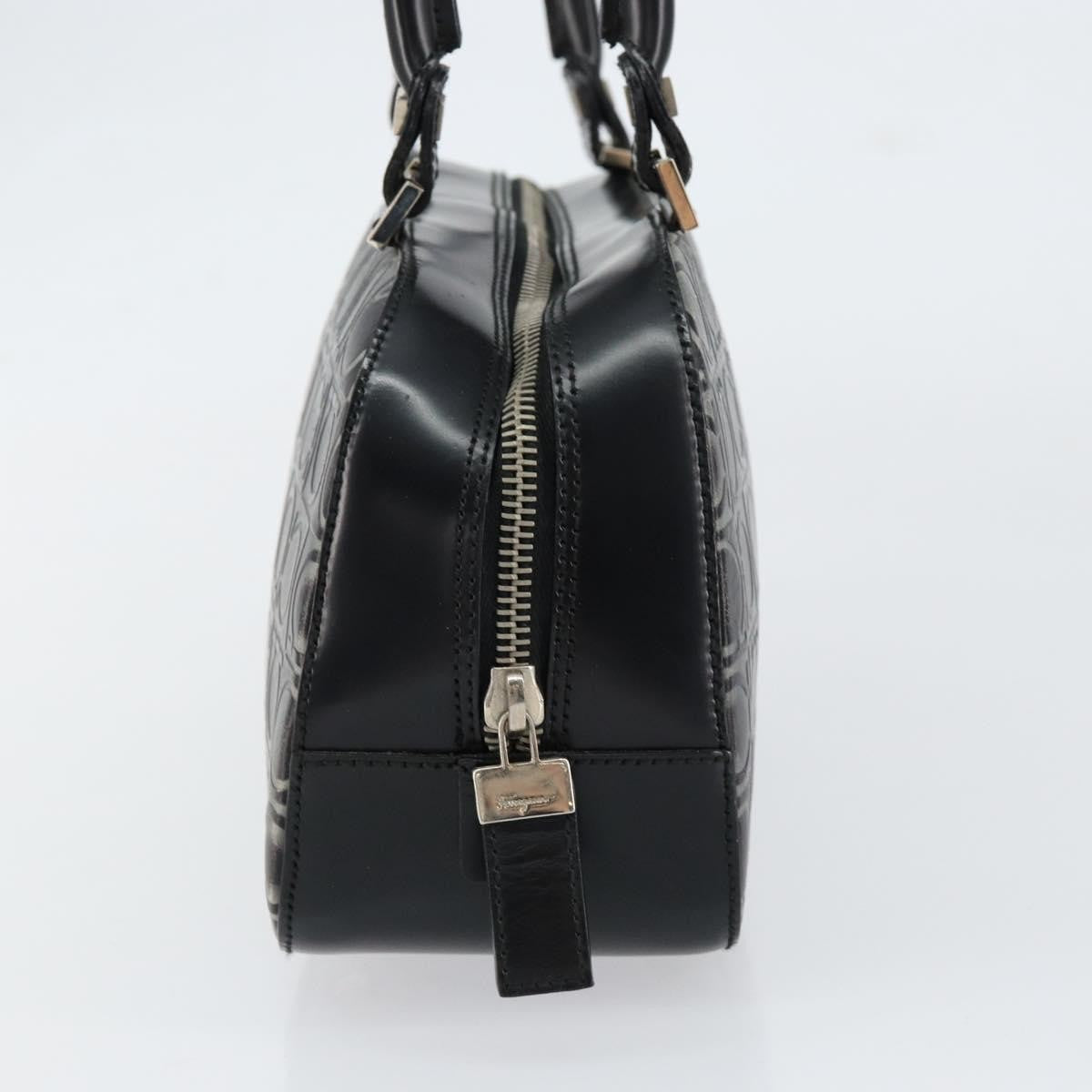 Salvatore Ferragamo Gancini handbag Leather, BLACK, LEATHER, Handbag