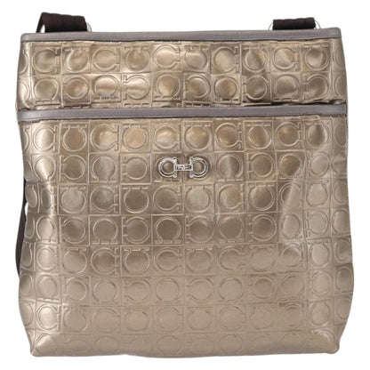 Salvatore Ferragamo Gancini Shoulder Bag Patent Leather, GOLD, PATENT_LEATHER, Shoulder bag