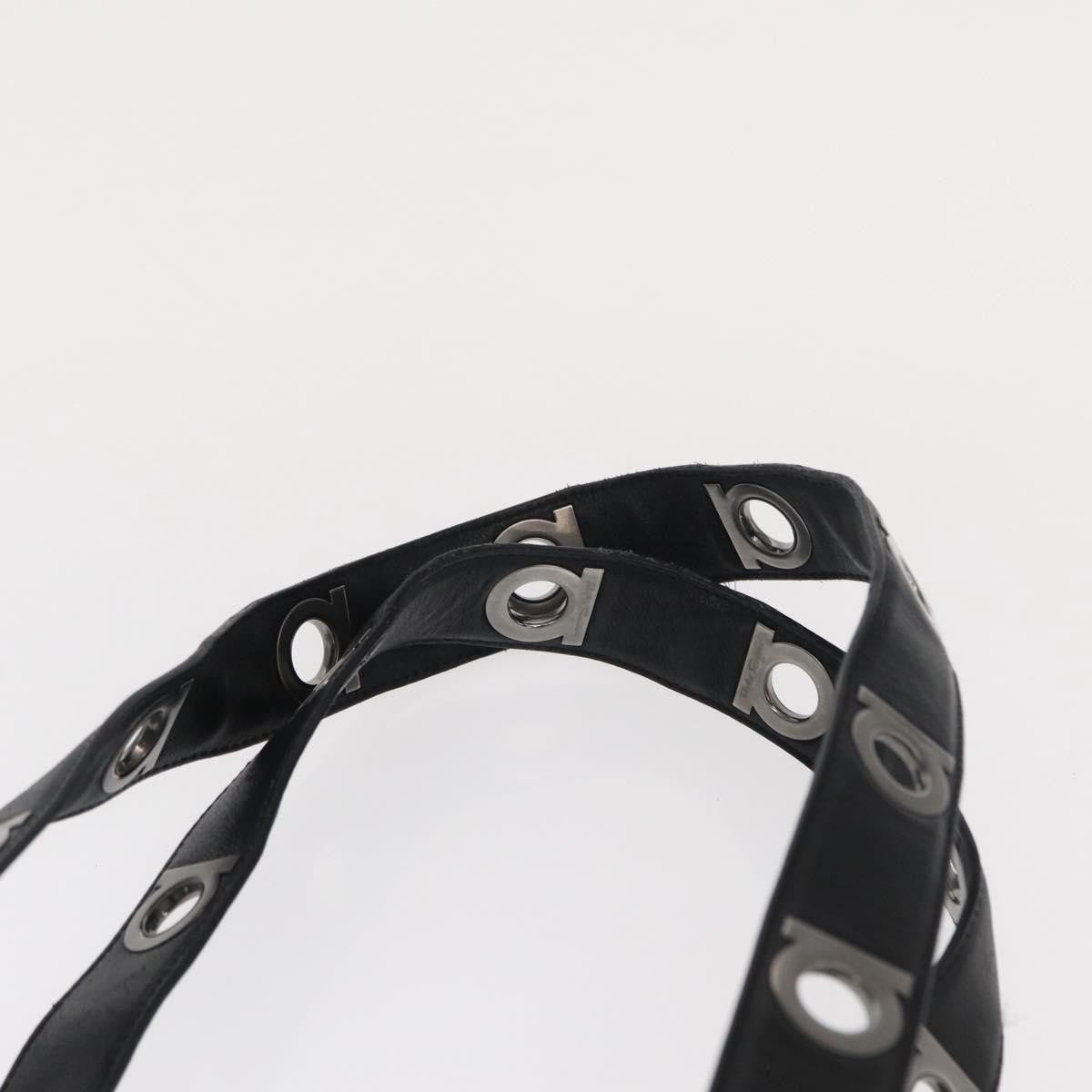 Salvatore Ferragamo Gancini Tote Leather, BLACK, LEATHER, Tote bag