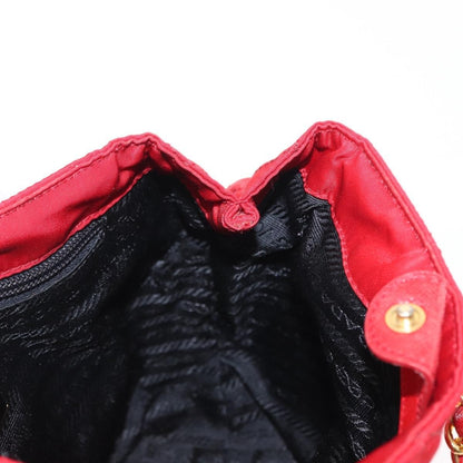 Prada Chain Shoulder Bag Quilted Tessuto, RED, NYLON, Shoulder bag