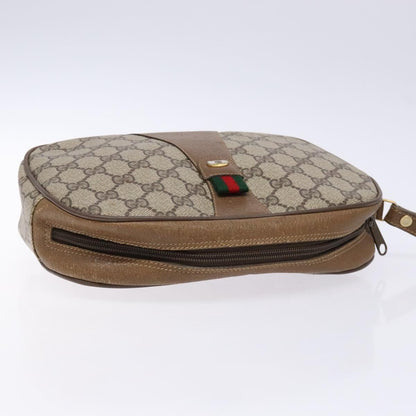 Gucci Sherry line pouch Canvas, BEIGE, PVC, Clutche & pouche