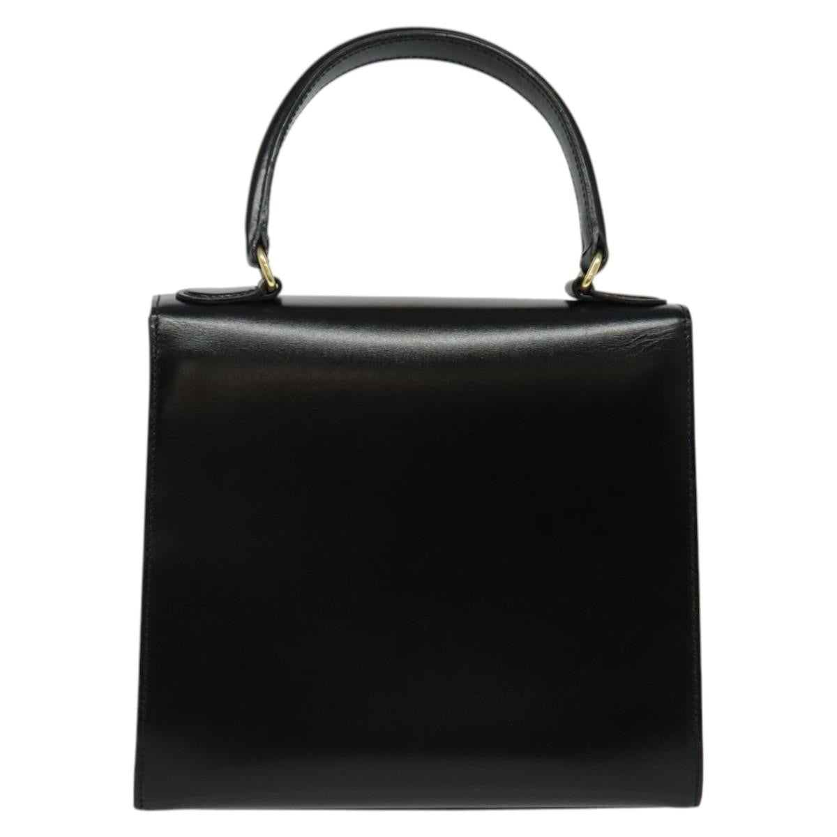 Celine Gancini Handbag Leather, BLACK, LEATHER, Handbag