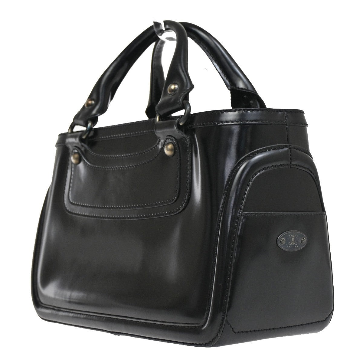 Celine Boogie Satchel Leather, BLACK, LEATHER, Tote bag