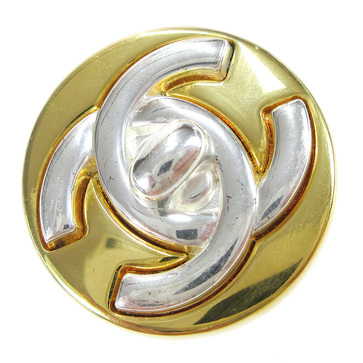 Chanel Round CC Turnlock Clip-On Earrings Metal, GOLD, GOLD_PLATED, Earrings
