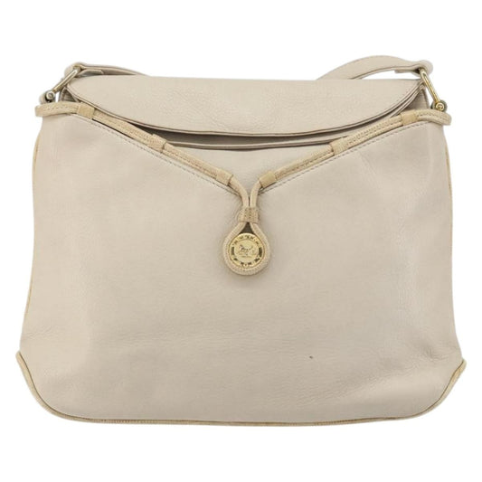 Celine Vintage Shoulder Bag Leather, BEIGE, LEATHER, Shoulder bag