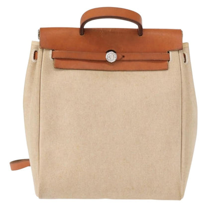 Hermes Herbag A Dos Backpack Toile, BEIGE, CANVAS, Backpack