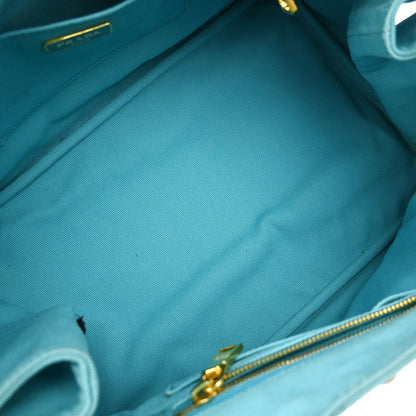 Prada Canapa Tote Rhinestone Embellished Canvas, BLUE, CANVAS, Tote bag