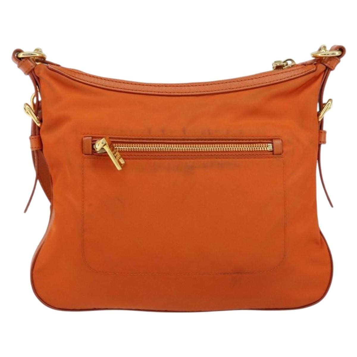 Prada Flat Messenger Tessuto with Leather, Orange, Nylon, Shoulder Bag