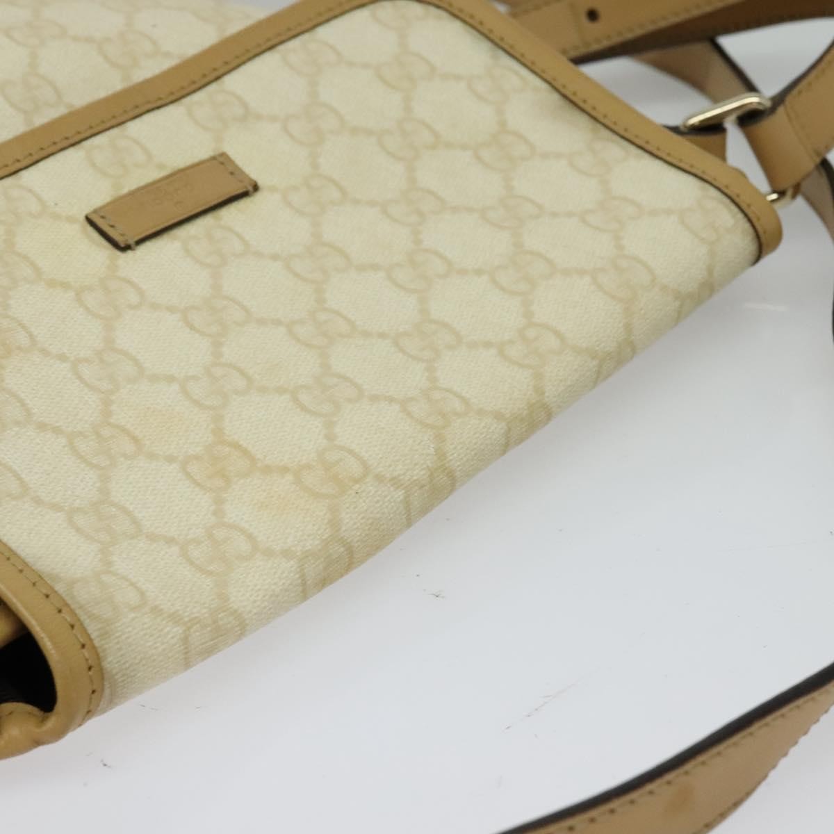 Gucci Flap Messenger GG Coated Canvas, BEIGE, PVC, Shoulder bag