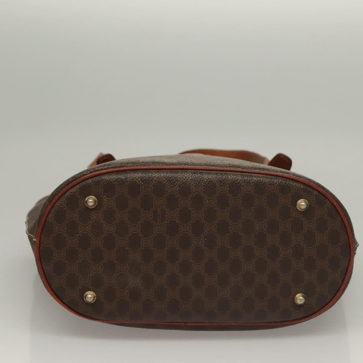 Celine Vintage Macadam Handbag Leather, BROWN, LEATHER, Handbag