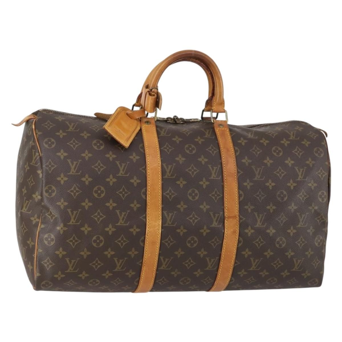 Louis Vuitton Keepall Bag Monogram Canvas, BROWN, CANVAS, Travel bag