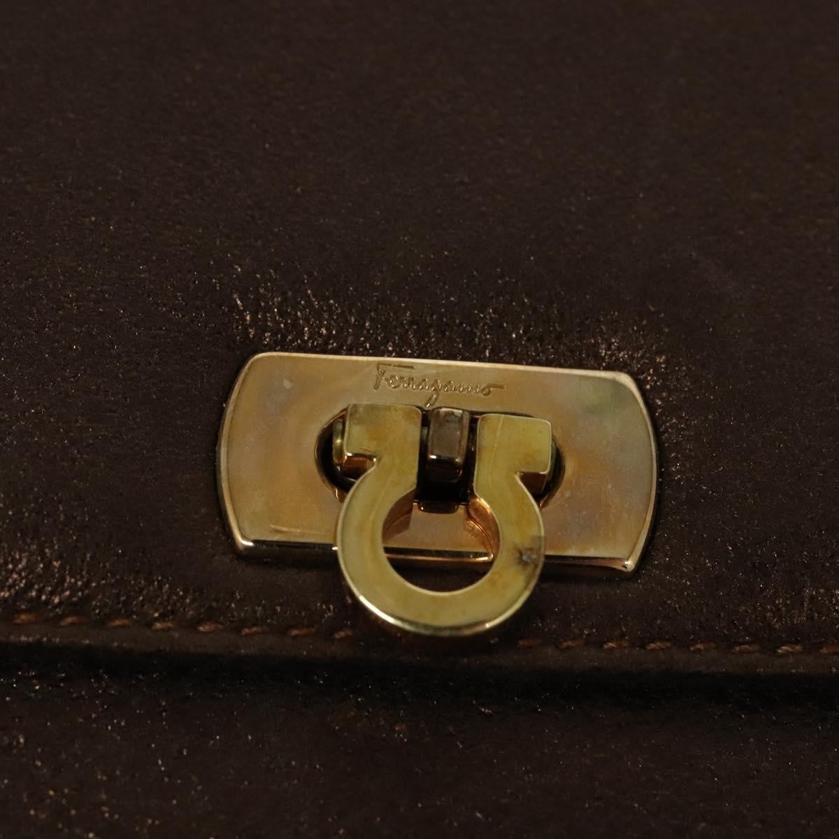 Salvatore Ferragamo Gancini Shoulder Bag Leather, BROWN, LEATHER, Shoulder bag