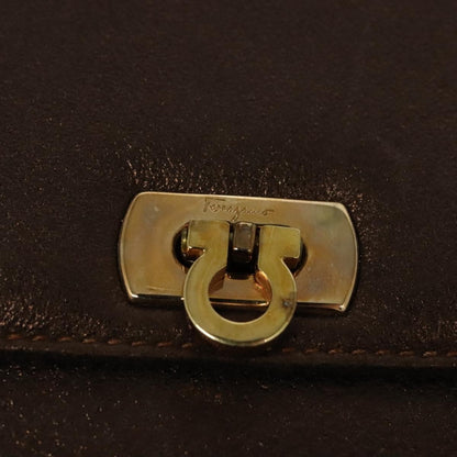 Salvatore Ferragamo Gancini Shoulder Bag Leather, BROWN, LEATHER, Shoulder bag