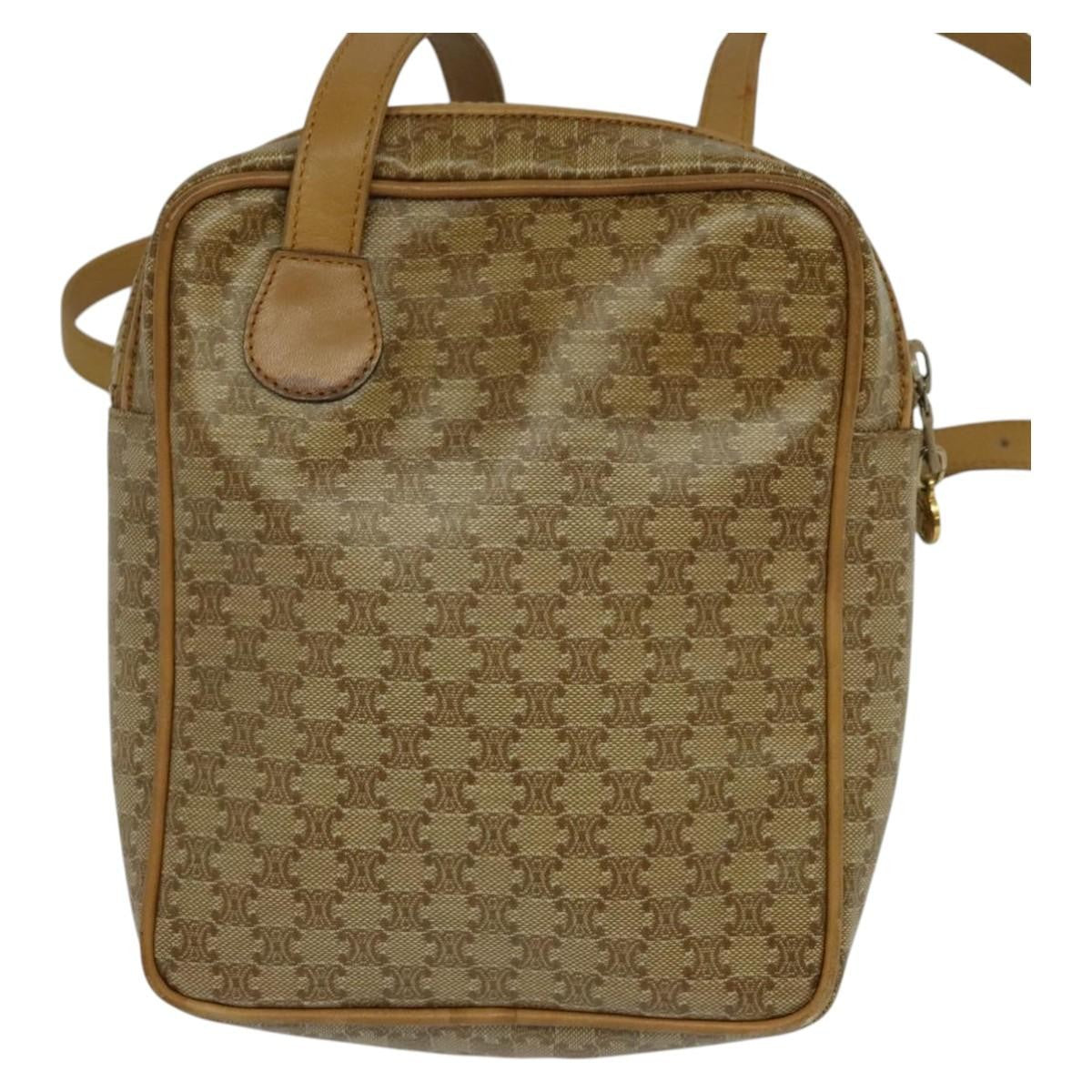 Celine Vintage Macadam Shoulder Bag Canvas, BEIGE, CANVAS, Shoulder bag