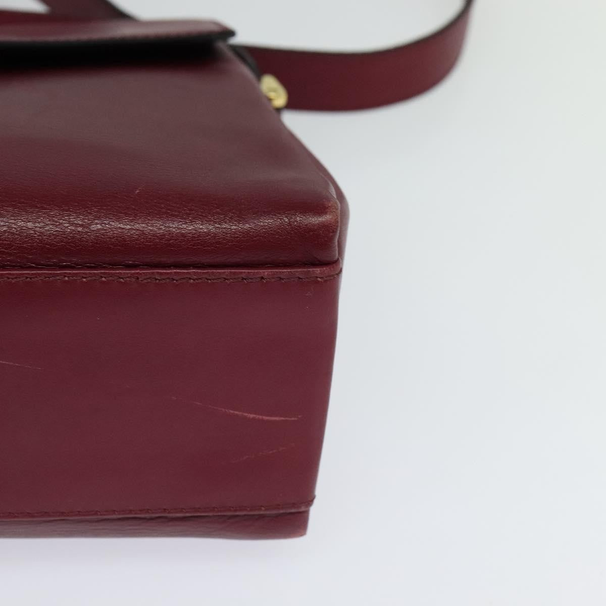 Celine Circle logo Leather, BURGUNDY, LEATHER, Shoulder bag