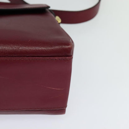 Celine Circle logo Leather, BURGUNDY, LEATHER, Shoulder bag
