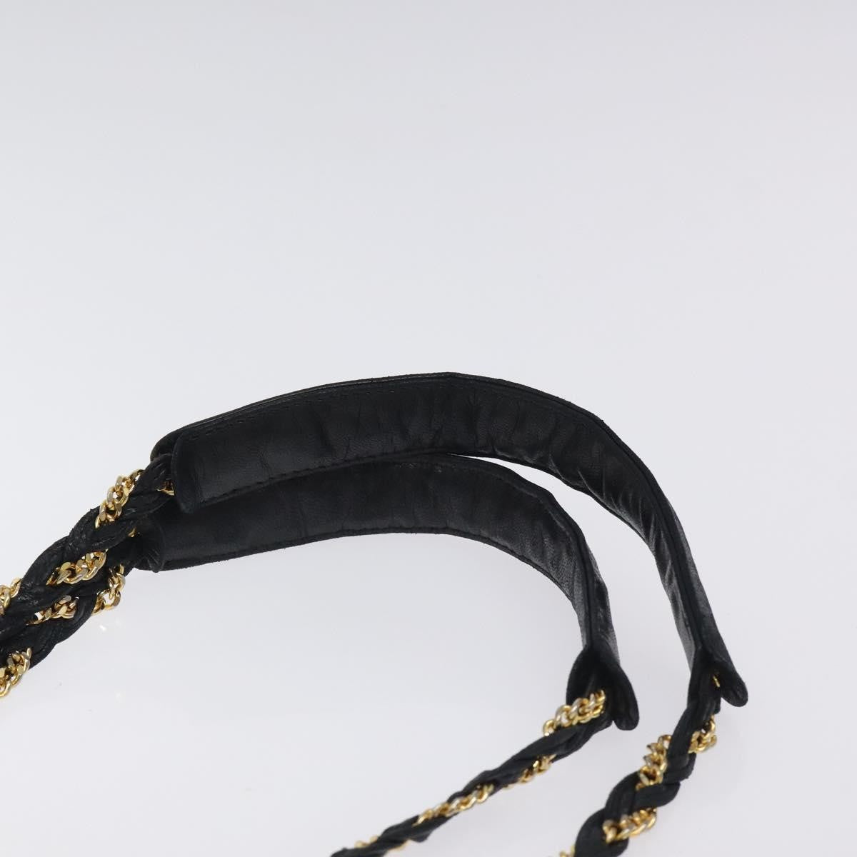 Bally Vintage Chain Shoulder Bag Quilted Leather, BLACK, LEATHER, Shoulder bag