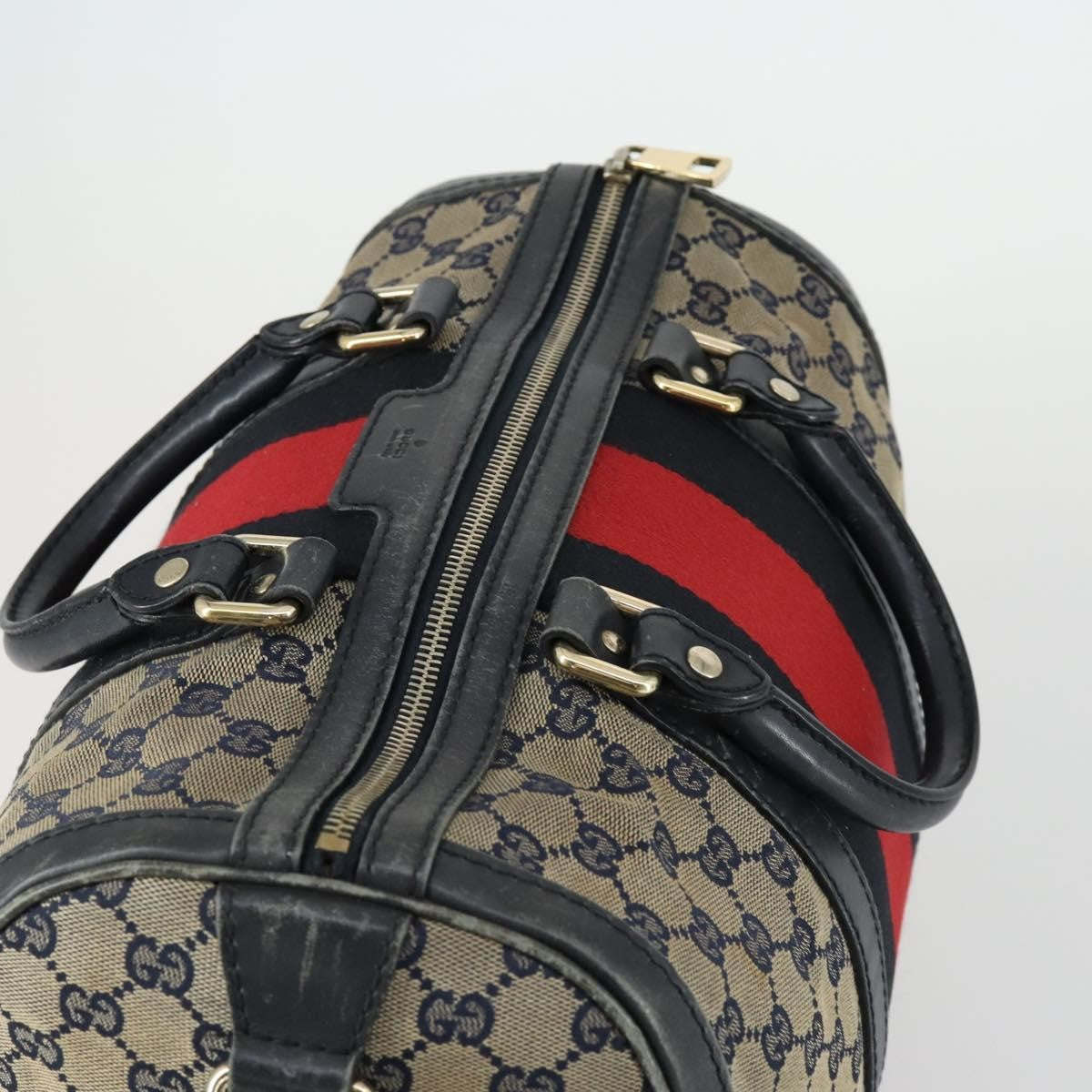 Gucci Vintage Web Boston Bag GG Canvas, NAVY, CANVAS, Handbag