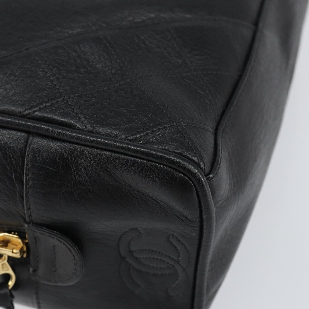 Chanel Vintage Toiletry Pouch Lambskin, BLACK, LEATHER, Clutche & pouche