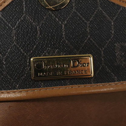 Christian Dior Vintage Honeycomb Flap Crossbody Bag Coated Canvas, BLACK, CANVAS, Crossbody bag