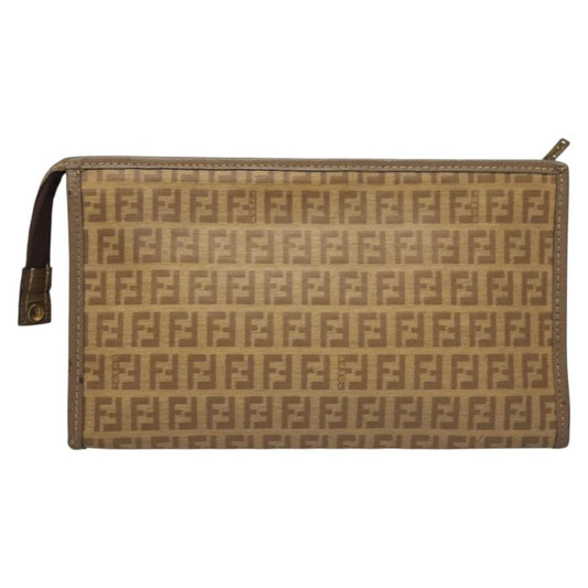Fendi Vintage Zip Pouch Canvas, BEIGE, CANVAS, Clutche & pouche