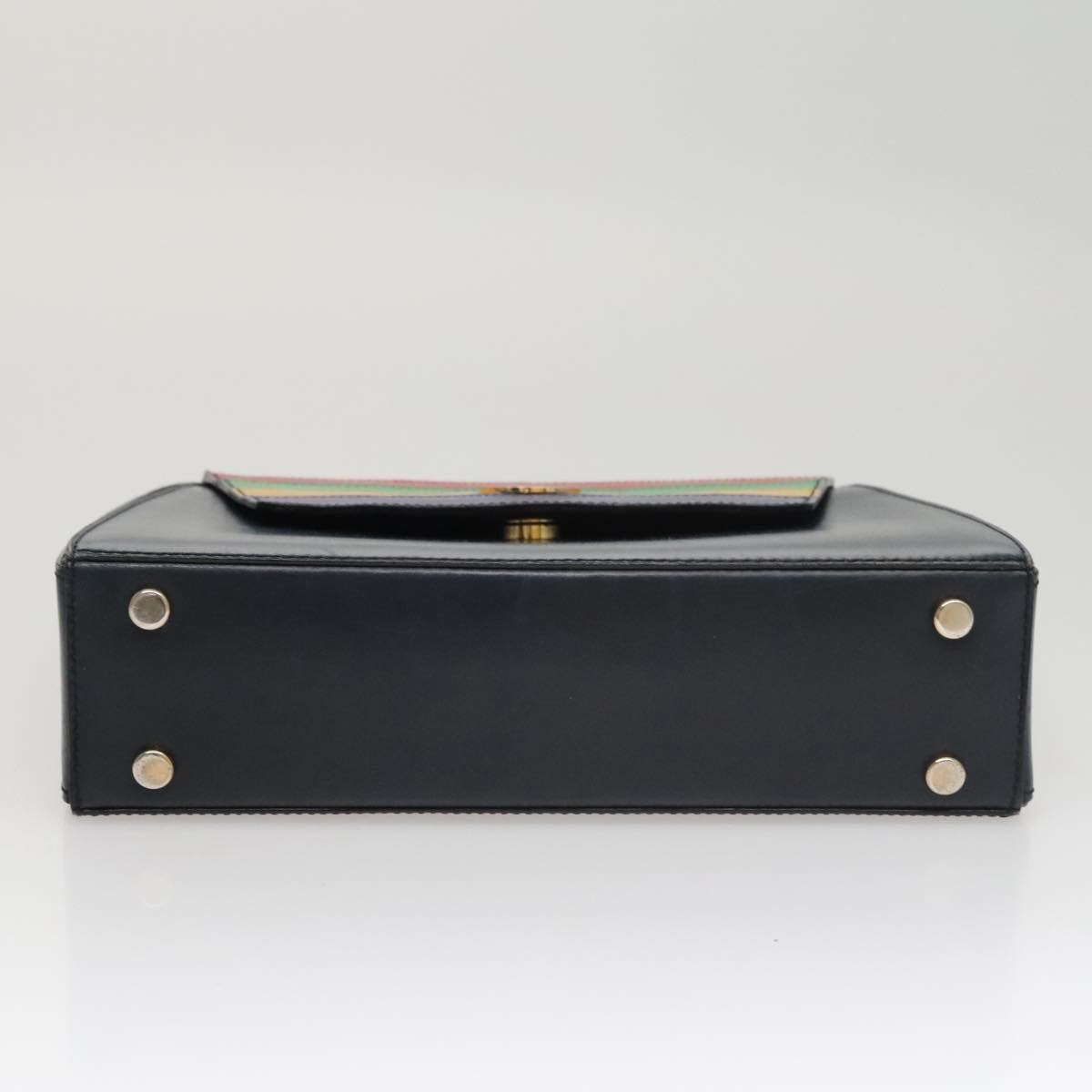 Celine Circle Logo Handbag Leather, NAVY, LEATHER, Handbag