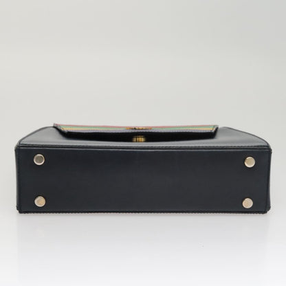 Celine Circle Logo Handbag Leather, NAVY, LEATHER, Handbag