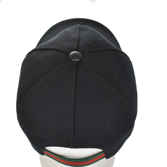 Gucci Web Baseball Cap GG Canvas, BLACK, CANVAS, Head accessory