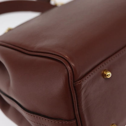 Valentino Garavani Vintage Handbag Leather, BURGUNDY, LEATHER, Handbag