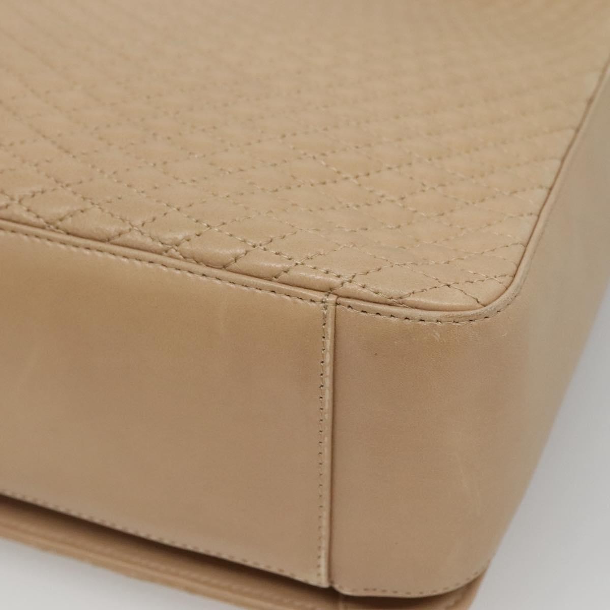 Bally Vintage Chain Shoulder Bag Quilted Leather, BEIGE, LEATHER, Shoulder bag