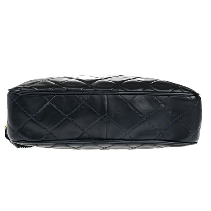 Chanel Vintage Camera Tassel Bag Quilted Leather, NAVY, LEATHER, Shoulder bag