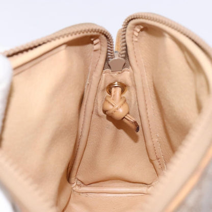 Celine Vintage Macadam Shoulder Bag Canvas and Leather, BEIGE, CANVAS, Shoulder bag