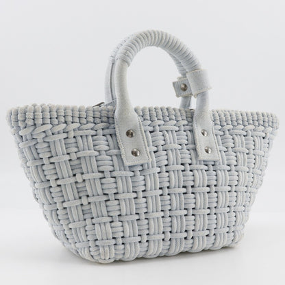 Balenciaga Bistro Panier Bag Woven Denim, BLUE, DENIM_JEANS, Handbag