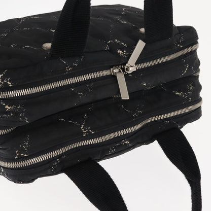 Chanel Travel Line Boston Bag Printed Nylon, BLACK, NYLON, Travel bag