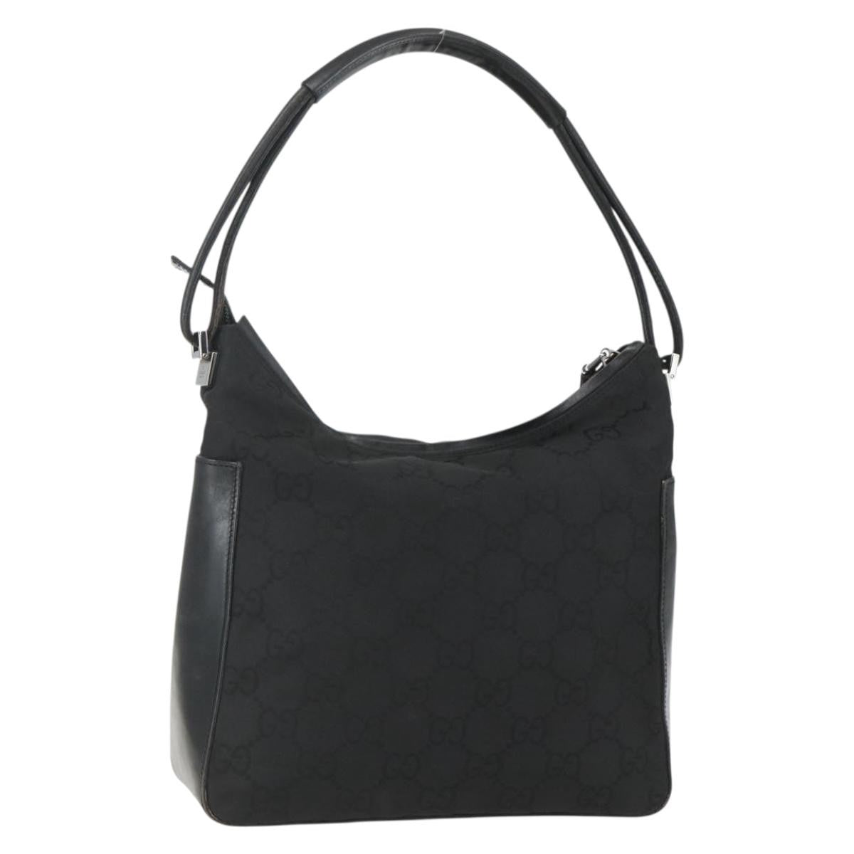 Gucci Vintage Zip Hobo GG Canvas and Leather, BLACK, CANVAS, Shoulder bag